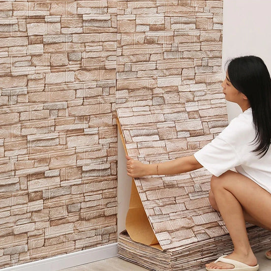 10m 3D Self-Adhesive Wallpaper Continuous Waterproof Brick Wall Stickers - Homes Must Haves