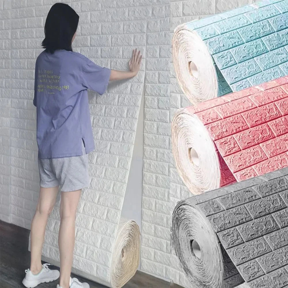 10m 3D Self-Adhesive Wallpaper Continuous Waterproof Brick Wall Stickers - Homes Must Haves