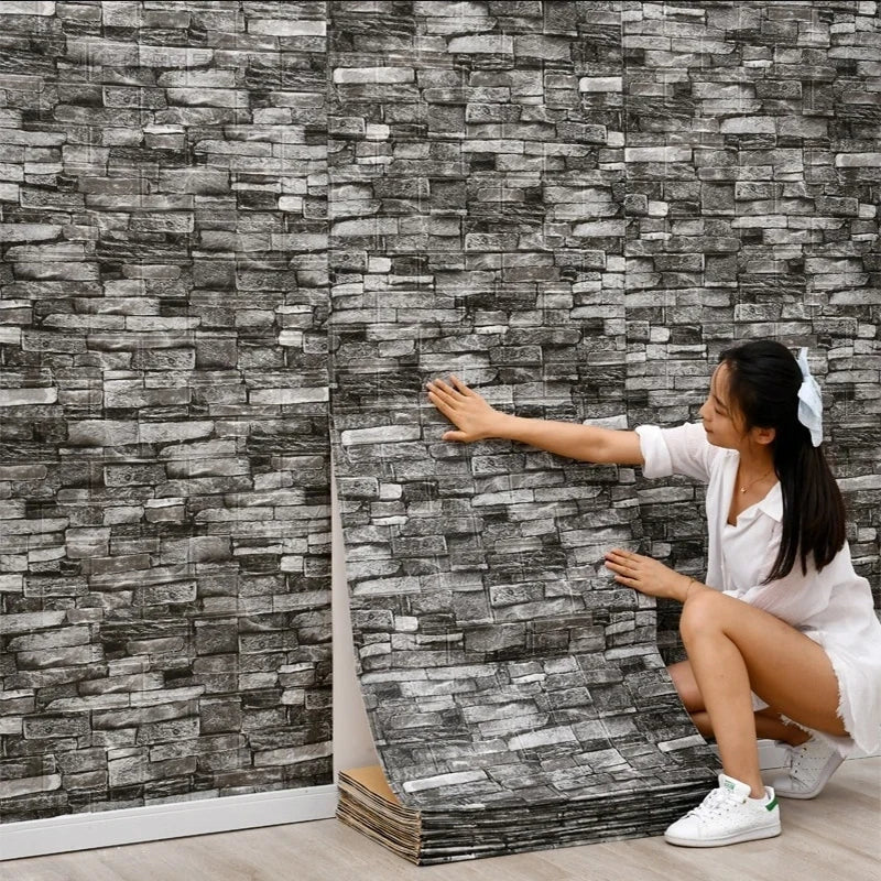 10m 3D Self-Adhesive Wallpaper Continuous Waterproof Brick Wall Stickers - Homes Must Haves