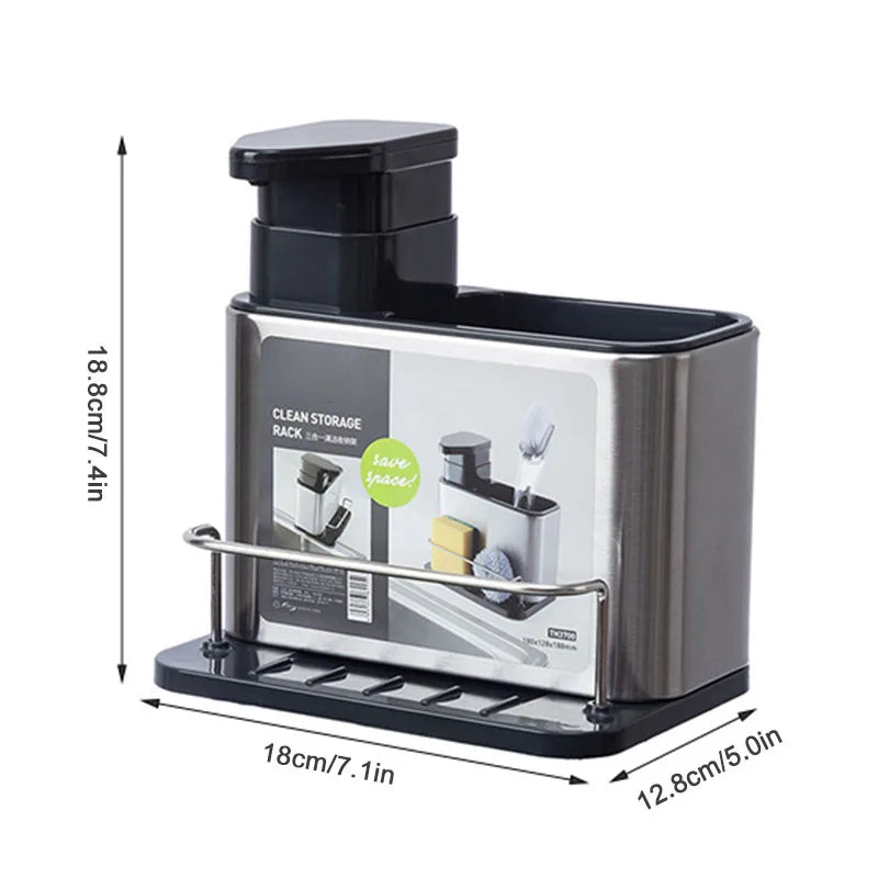 Multifunctional Kitchen Sink Storage Rack with Soap / Detergent Dispenser - Homes Must Haves