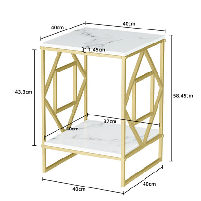 Millionaire's Luxury Marble Tea Coffee Cafe Table with Golden Coloured Frame - 40x40x58.5cm - Homes Must Haves