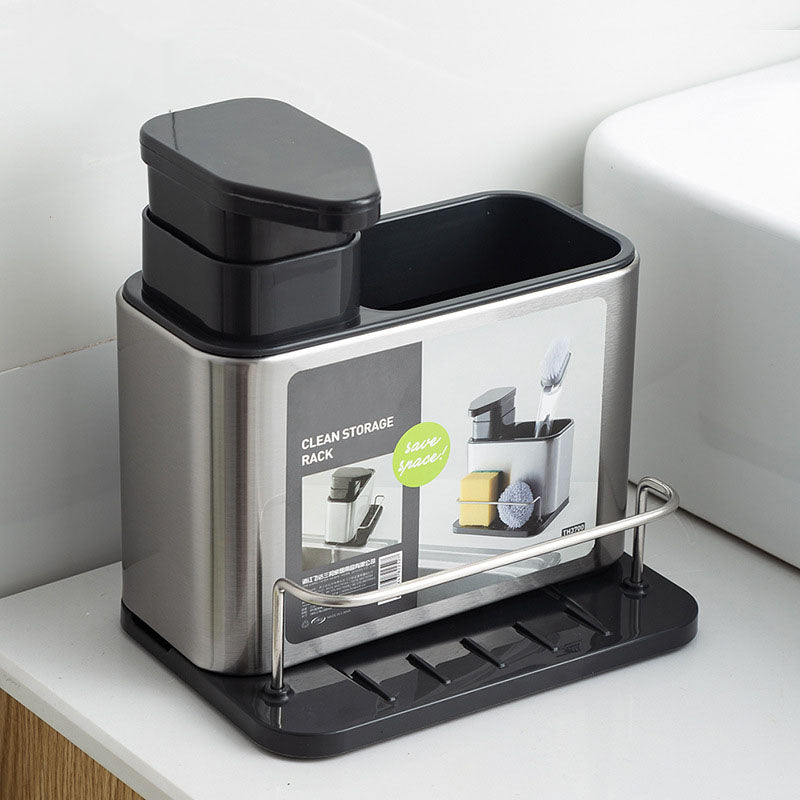 Multifunctional Kitchen Sink Storage Rack with Soap / Detergent Dispenser - Homes Must Haves