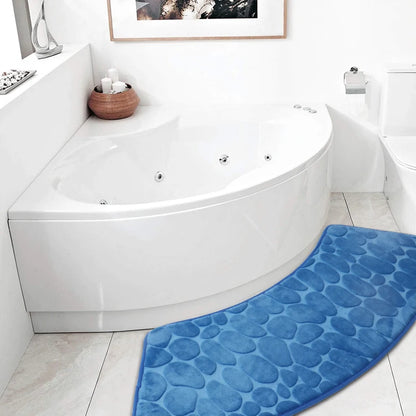 Curved Bathroom Shower Mat - Pebble Embossed Non-slip Absorbent - Homes Must Haves