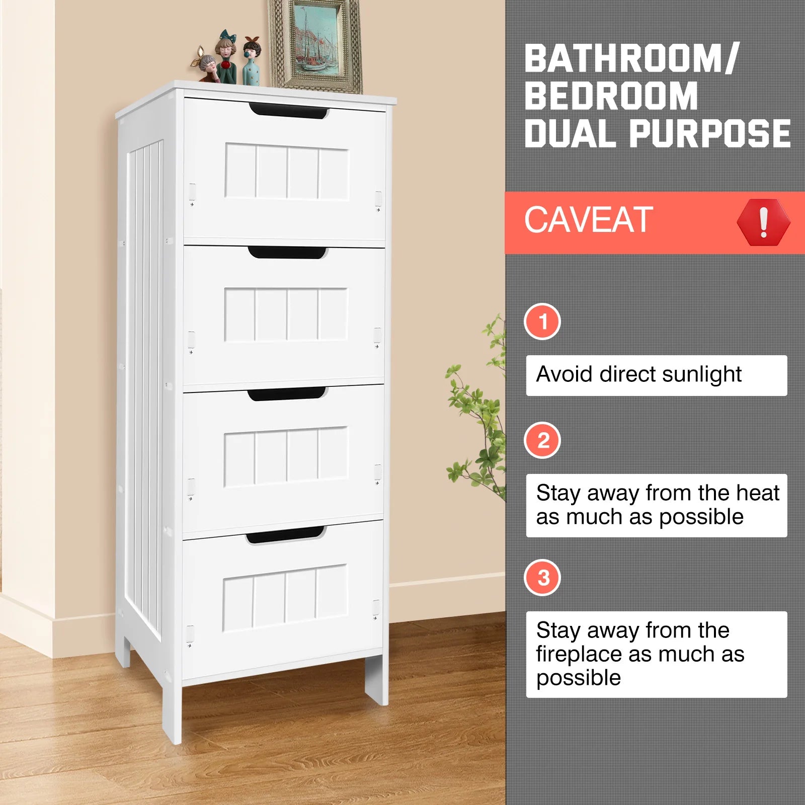 White 4-Tier Cabinet with 4 Drawers - Homes Must Haves