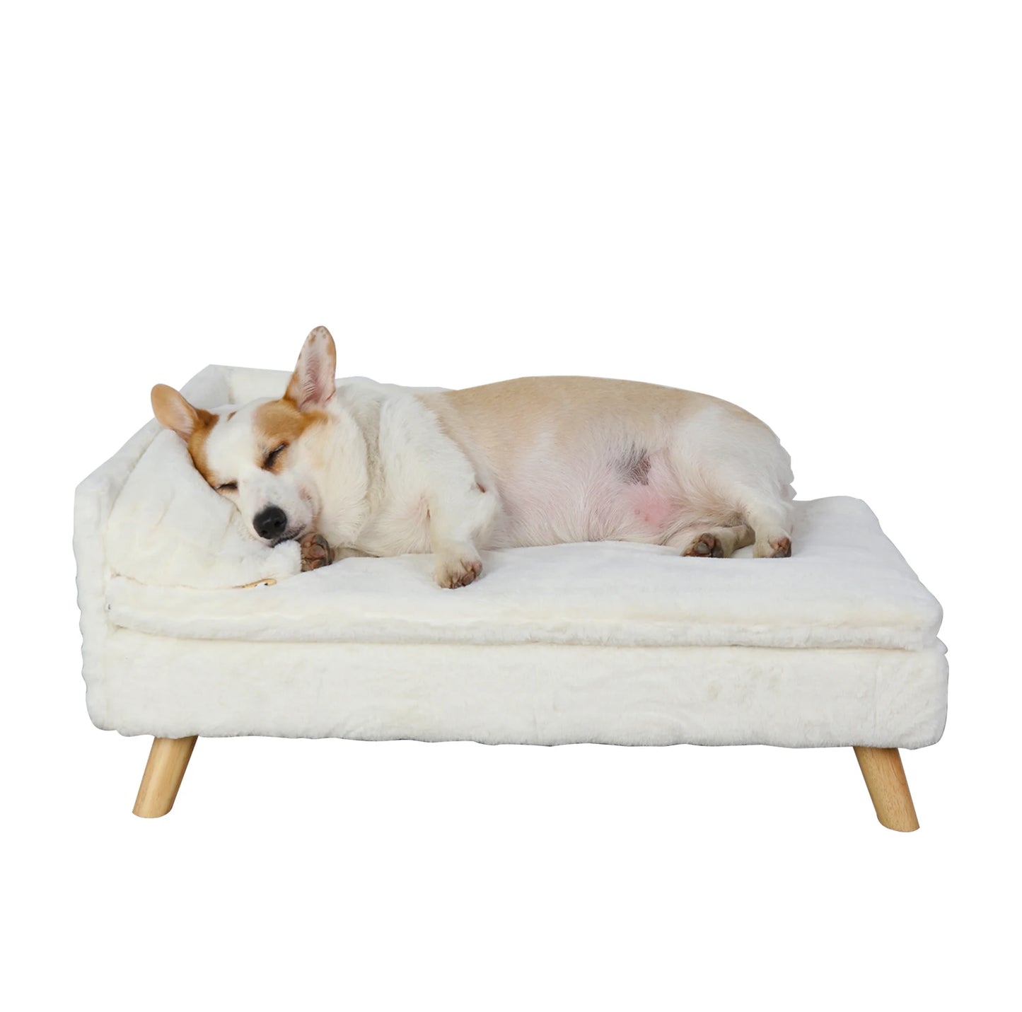 Elevated Waterproof Pet Sofa Bed with Soft Cozy Pad & Sturdy Wood Legs - Homes Must Haves