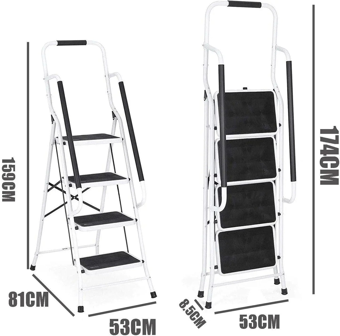 2-4 Steps Ladder Portable Foldable Anti Slip Feet for Indoor Outdoor Use - Homes Must Haves