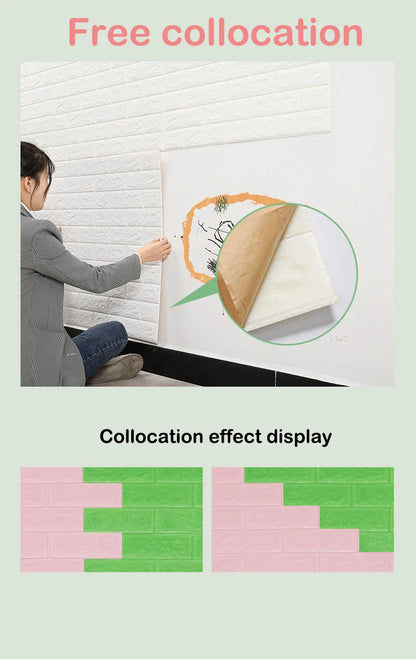 10m 3D Self-Adhesive Wallpaper Continuous Waterproof Brick Wall Stickers - Homes Must Haves