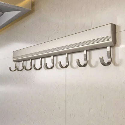 Aluminium Alloy Wall-Mounted Hooks Rack – Drill-Free Storage for Kitchen - Homes Must Haves