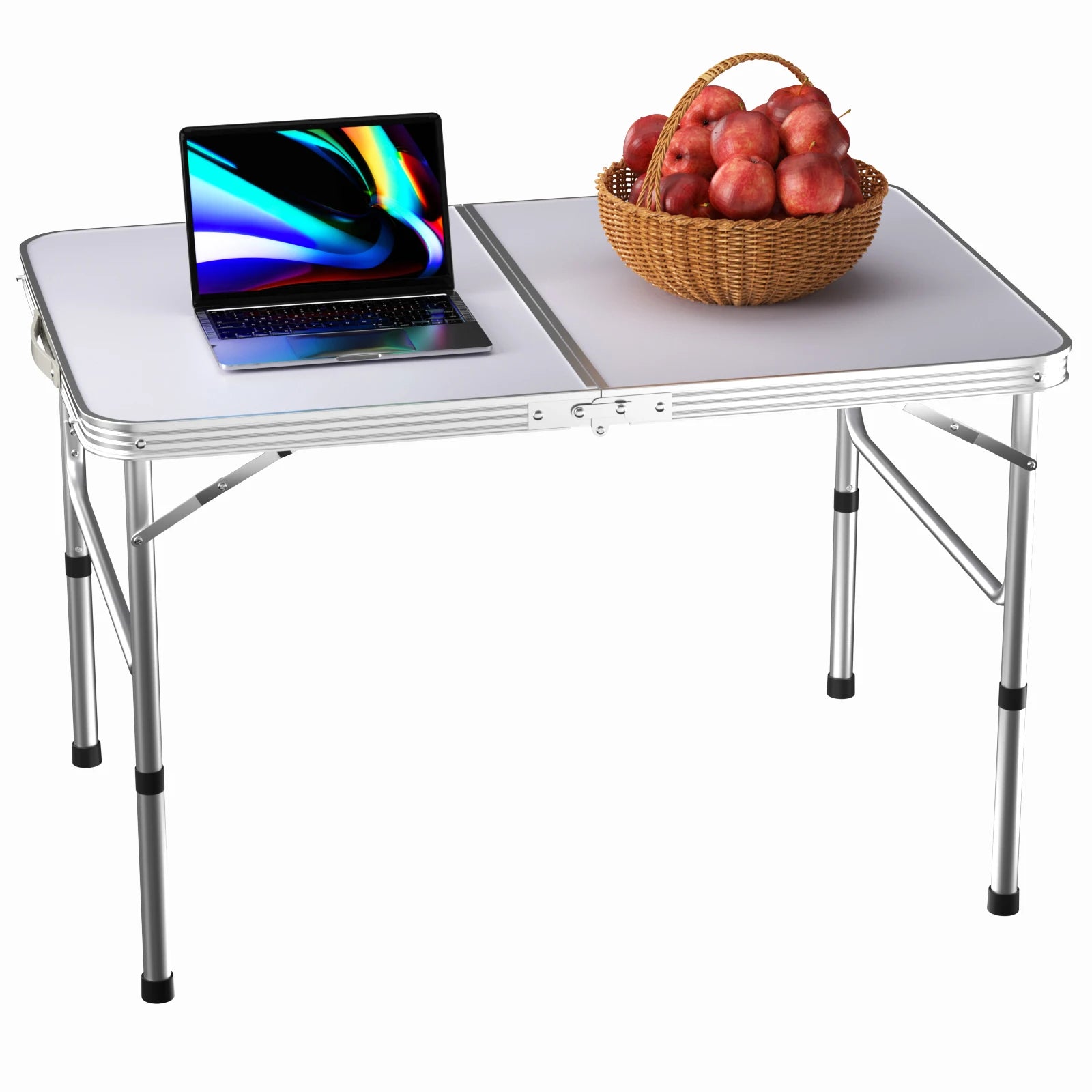 Heavy Duty Foldable Aluminium Table with Adjustable Height - 3 Feet Lightweight 90x60x37/67cm - Homes Must Haves