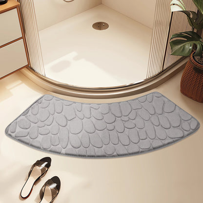 Curved Bathroom Shower Mat - Pebble Embossed Non-slip Absorbent - Homes Must Haves