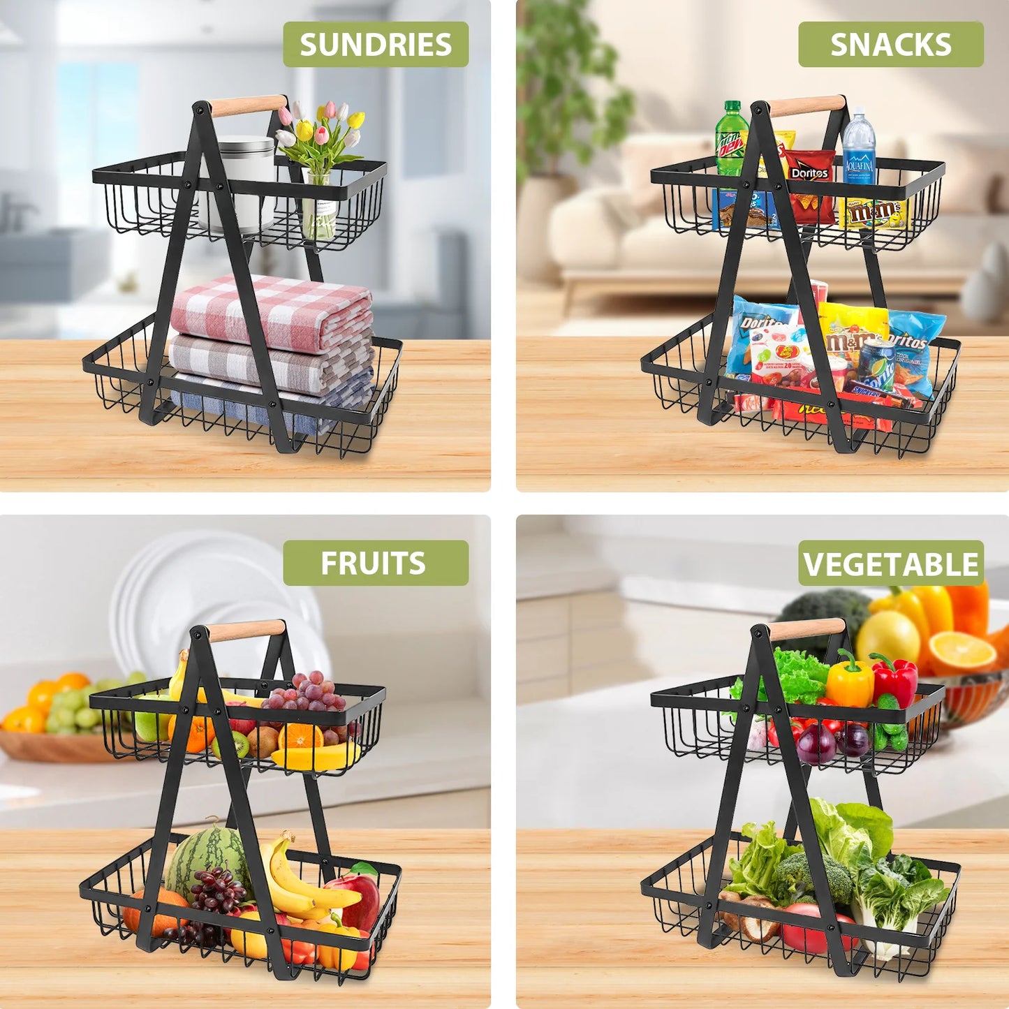 3 & 2-Tier Countertop Fruit Basket - Homes Must Haves