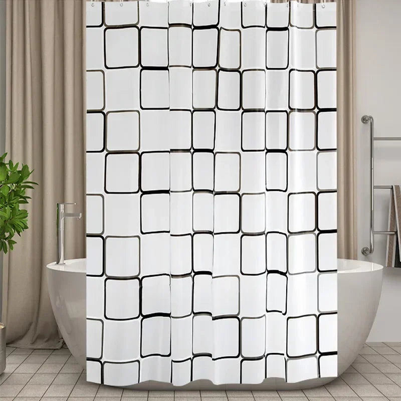 Waterproof Shower Curtain Mildew Proof Durable Bathroom Screens With Hooks - Homes Must Haves