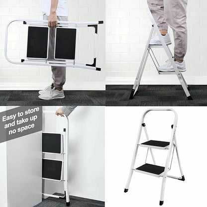 2-4 Steps Ladder Portable Foldable Anti Slip Feet for Indoor Outdoor Use - Homes Must Haves