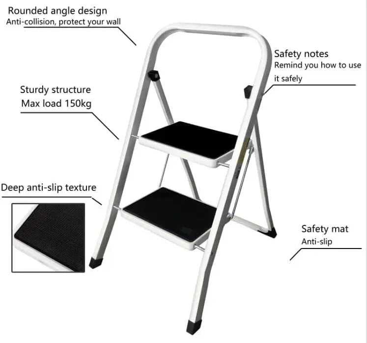 2-4 Steps Ladder Portable Foldable Anti Slip Feet for Indoor Outdoor Use - Homes Must Haves