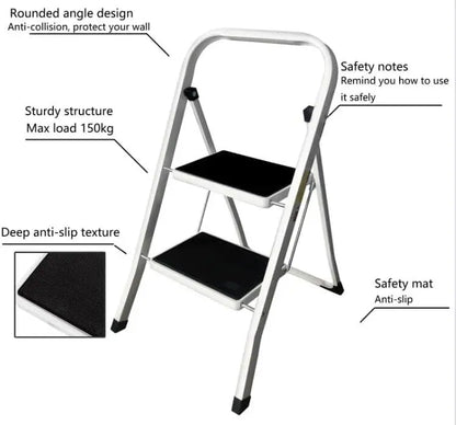 2-4 Steps Ladder Portable Foldable Anti Slip Feet for Indoor Outdoor Use - Homes Must Haves