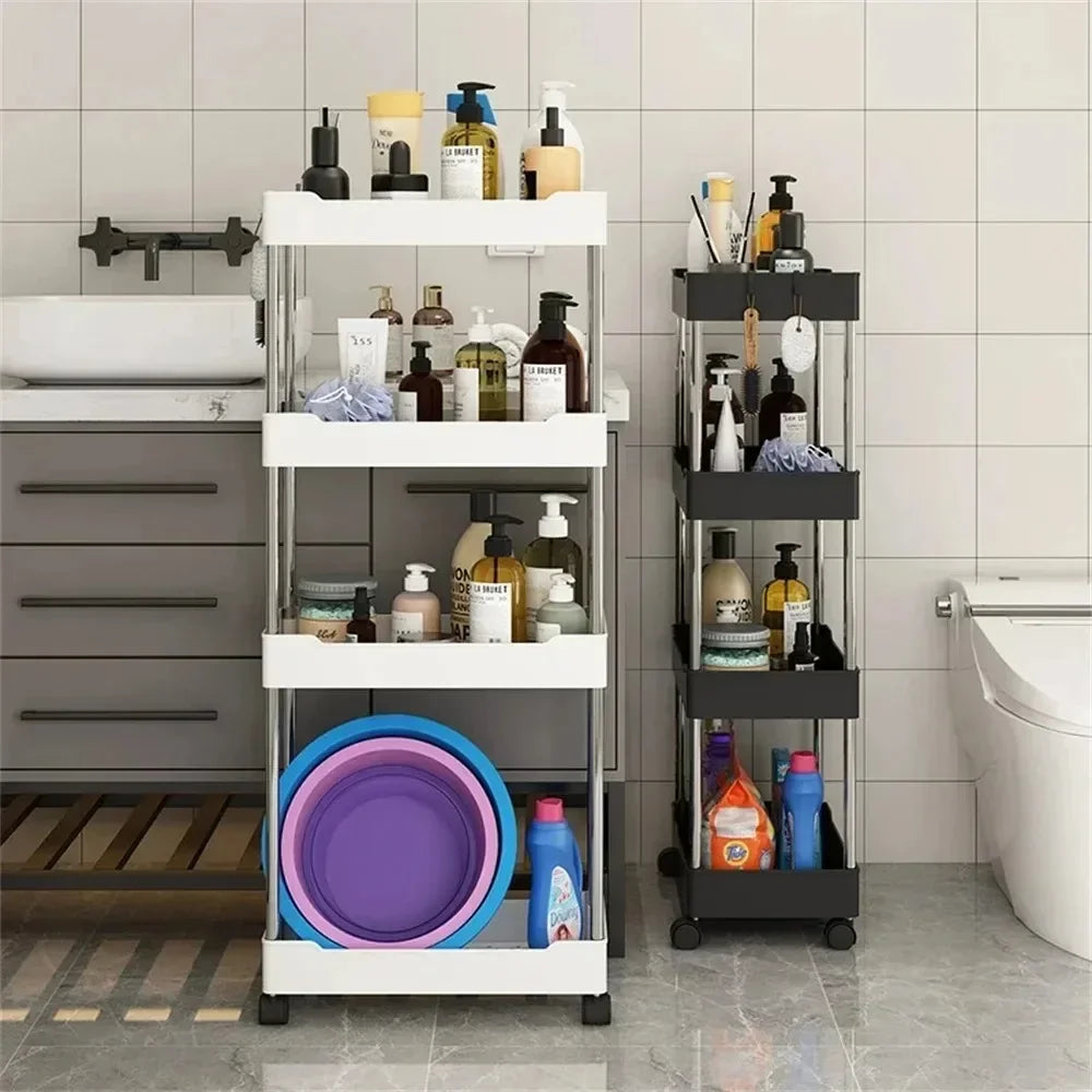 Slim Kitchen / Bathroom Storage Cart On Wheels - Suitable for Tight Spaces - Homes Must Haves