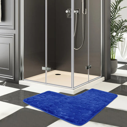 Cobblestone L-Shaped Bathroom Corner Mat Durable Water Absorption Soft Non-slip - Homes Must Haves