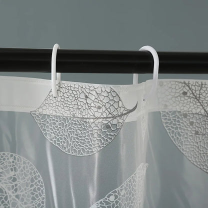 Waterproof PEVA Leaf Pattern Shower Curtain with Hooks - 180X180 CM - Homes Must Haves