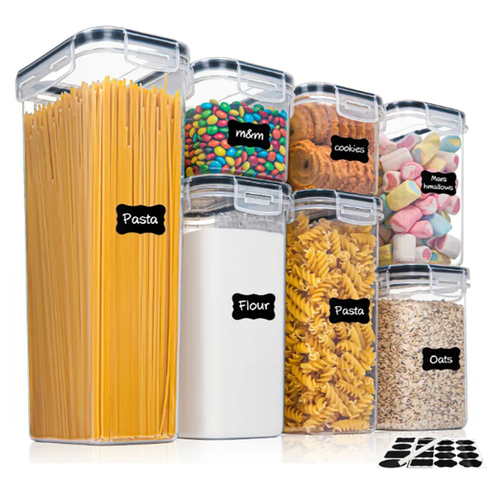 7pcs Airtight Food Containers Set - BPA Free Plastic Airtight Storage Box with 10 stickers and Pen - Homes Must Haves