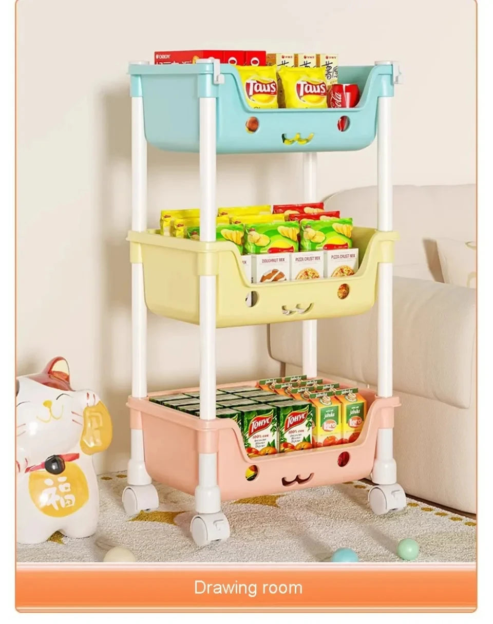 Toy Storage Trolley Bookshelf Snack Rack For Children - Homes Must Haves