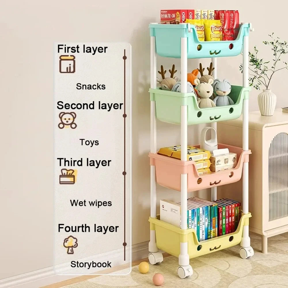 Toy Storage Trolley Bookshelf Snack Rack For Children - Homes Must Haves