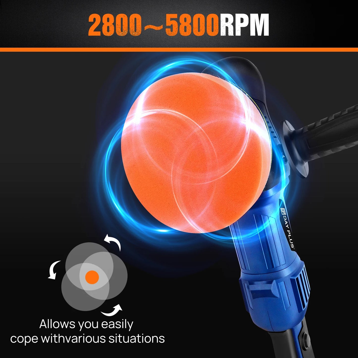 Dual Action Orbital Car Polisher, Car Buffer Polisher 6 Variable Speed - 5000W - Homes Must Haves