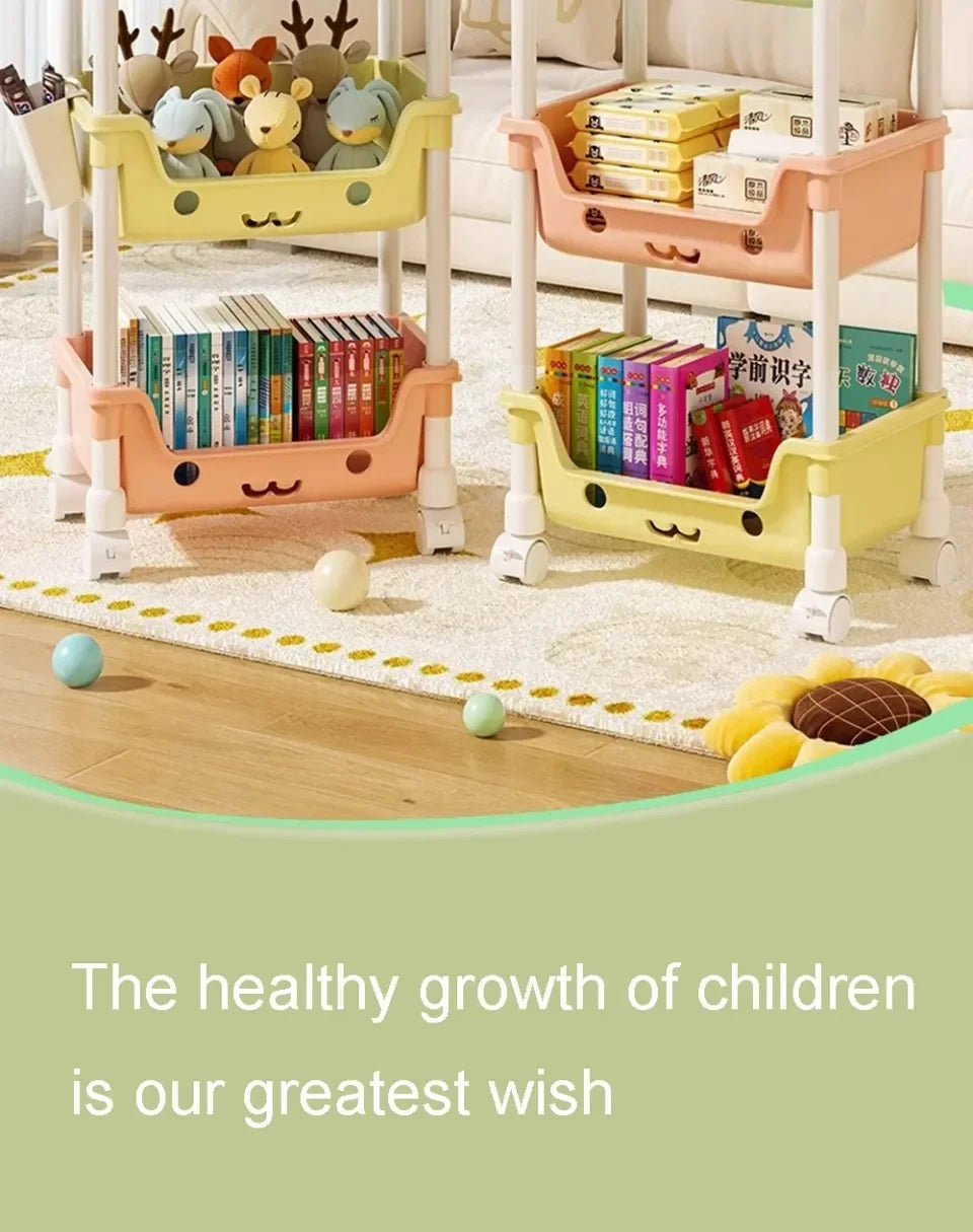 Toy Storage Trolley Bookshelf Snack Rack For Children - Homes Must Haves