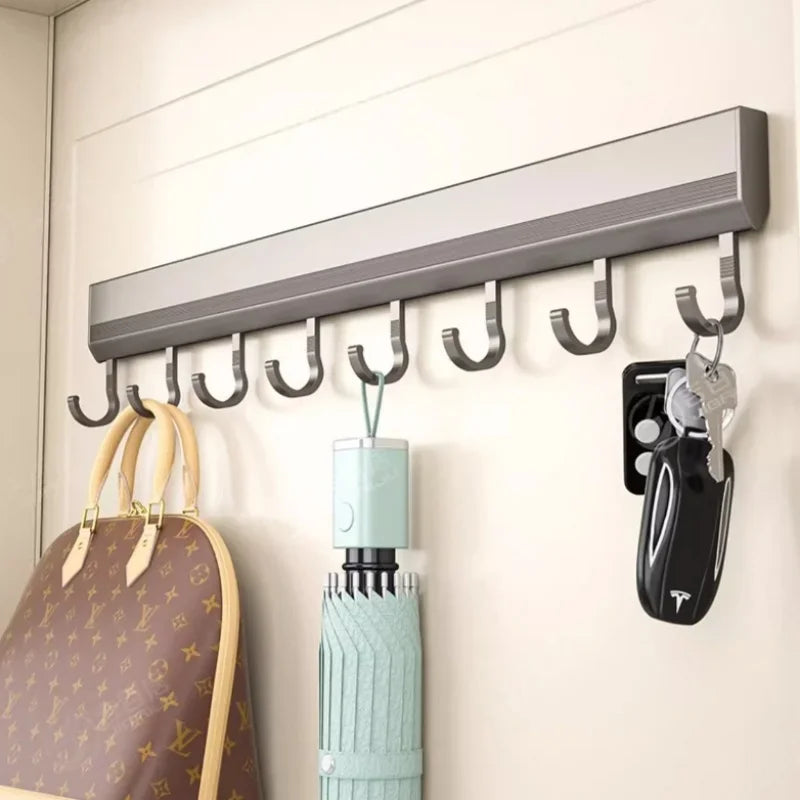 Aluminium Alloy Wall-Mounted Hooks Rack – Drill-Free Storage for Kitchen - Homes Must Haves