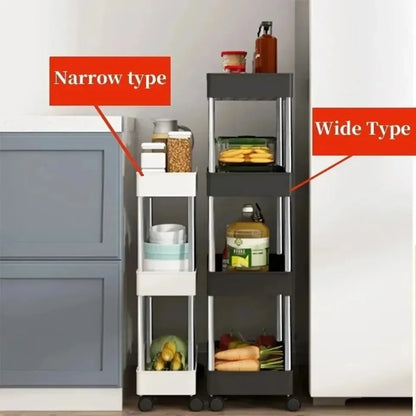 Slim Kitchen / Bathroom Storage Cart On Wheels - Suitable for Tight Spaces - Homes Must Haves