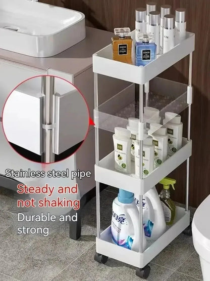 Slim Kitchen / Bathroom Storage Cart On Wheels - Suitable for Tight Spaces - Homes Must Haves