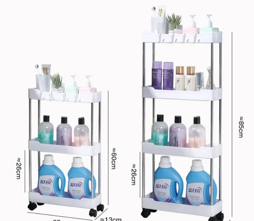 Slim Kitchen / Bathroom Storage Cart On Wheels - Suitable for Tight Spaces - Homes Must Haves