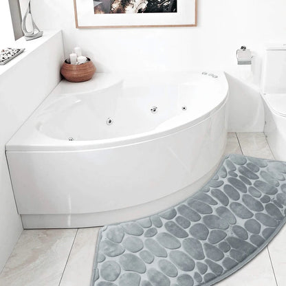 Curved Bathroom Shower Mat - Pebble Embossed Non-slip Absorbent - Homes Must Haves