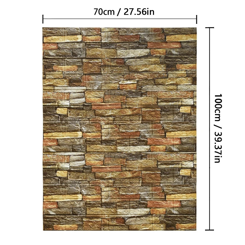 10m 3D Self-Adhesive Wallpaper Continuous Waterproof Brick Wall Stickers - Homes Must Haves