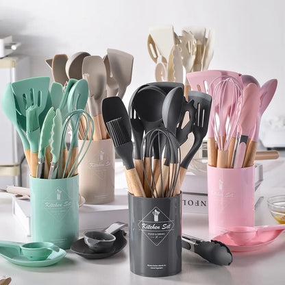 12 Pieces Food Grade Silicone Kitchen Cookware Utensils Set - Homes Must Haves