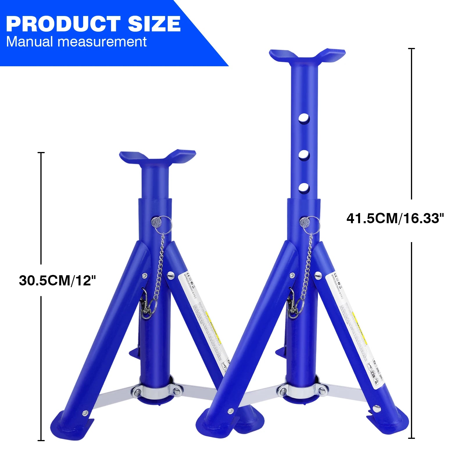 Heavy Duty Axle Jack Stands 3 Tonne Load Capacity, 4 Stages Height Adjustment 305mm to 415mm for Car Lifting Repair - 2 Pack - Homes Must Haves