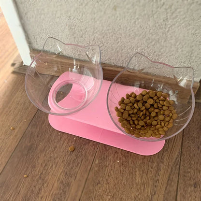 Non-Slip Slanted Cat & Dog Food / Water Bowl With Stand - Anti-Spill - Homes Must Haves