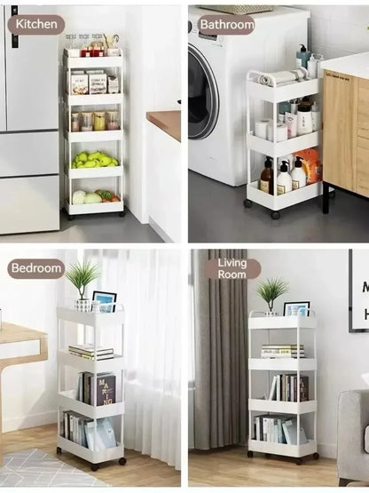 Slim Kitchen / Bathroom Storage Cart On Wheels - Suitable for Tight Spaces - Homes Must Haves