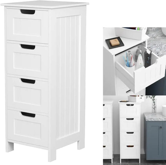 White 4-Tier Cabinet with 4 Drawers - Homes Must Haves