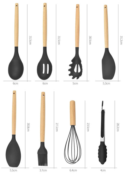 12 Pieces Food Grade Silicone Kitchen Cookware Utensils Set - Homes Must Haves