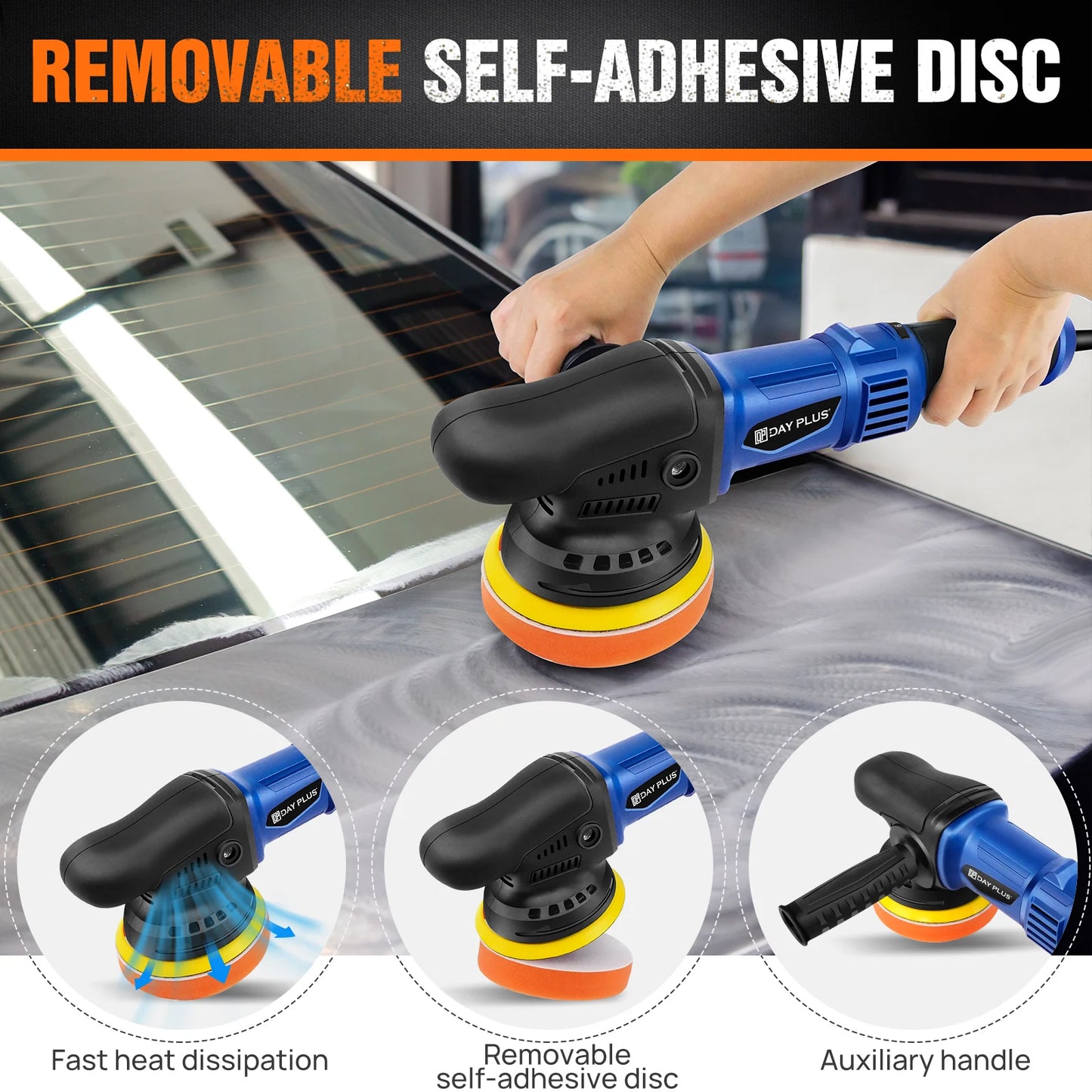 Dual Action Orbital Car Polisher, Car Buffer Polisher 6 Variable Speed - 5000W - Homes Must Haves