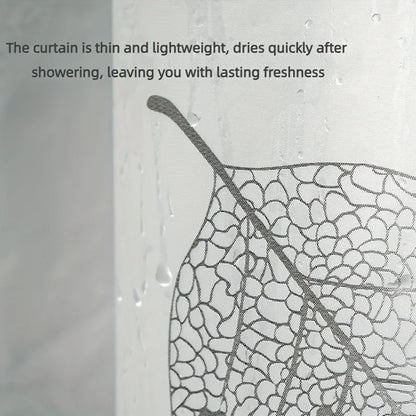 Waterproof PEVA Leaf Pattern Shower Curtain with Hooks - 180X180 CM - Homes Must Haves