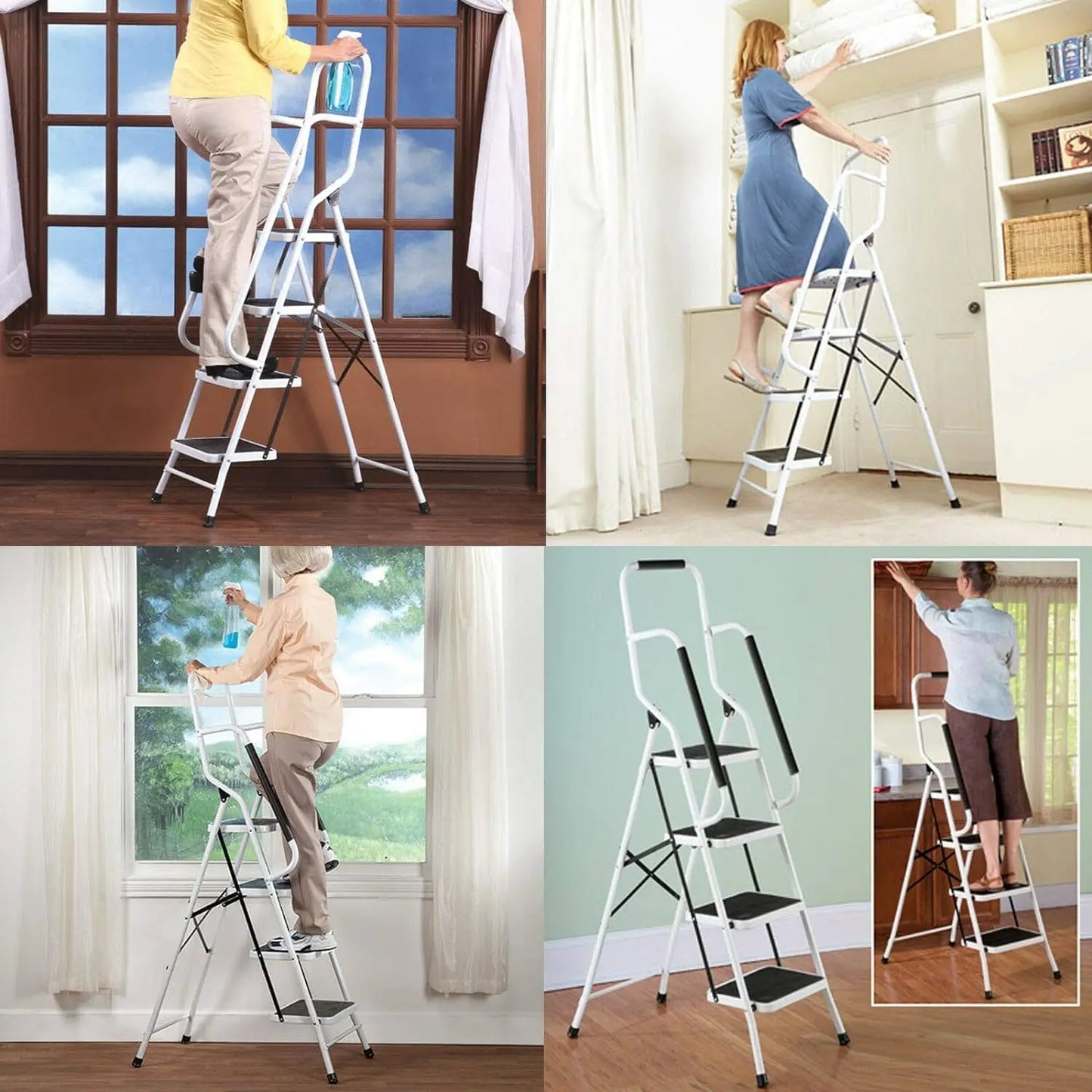 2-4 Steps Ladder Portable Foldable Anti Slip Feet for Indoor Outdoor Use - Homes Must Haves