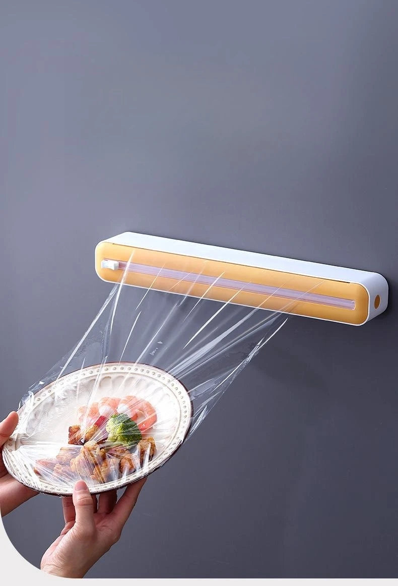 Aluminium Foil and Cling Wrap Film Dispenser with Cutter Food Plastic Cling Wrap Dispenser - Homes Must Haves