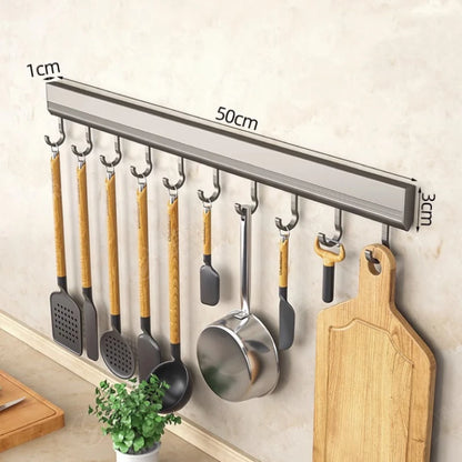 Aluminium Alloy Wall-Mounted Hooks Rack – Drill-Free Storage for Kitchen - Homes Must Haves