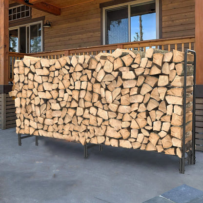 Long Heavy Duty Metal Firewood Log Rack - 91.6" x 46.38" x 13.7" (7.6 feet long) - Homes Must Haves