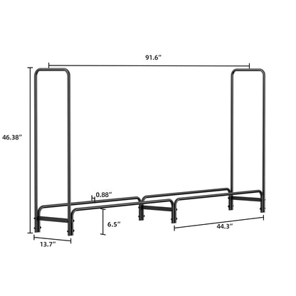 Long Heavy Duty Metal Firewood Log Rack - 91.6" x 46.38" x 13.7" (7.6 feet long) - Homes Must Haves