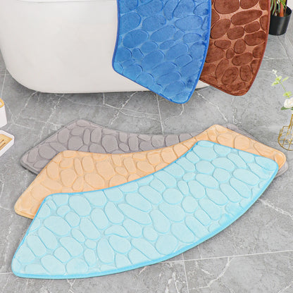 Curved Bathroom Shower Mat - Pebble Embossed Non-slip Absorbent - Homes Must Haves