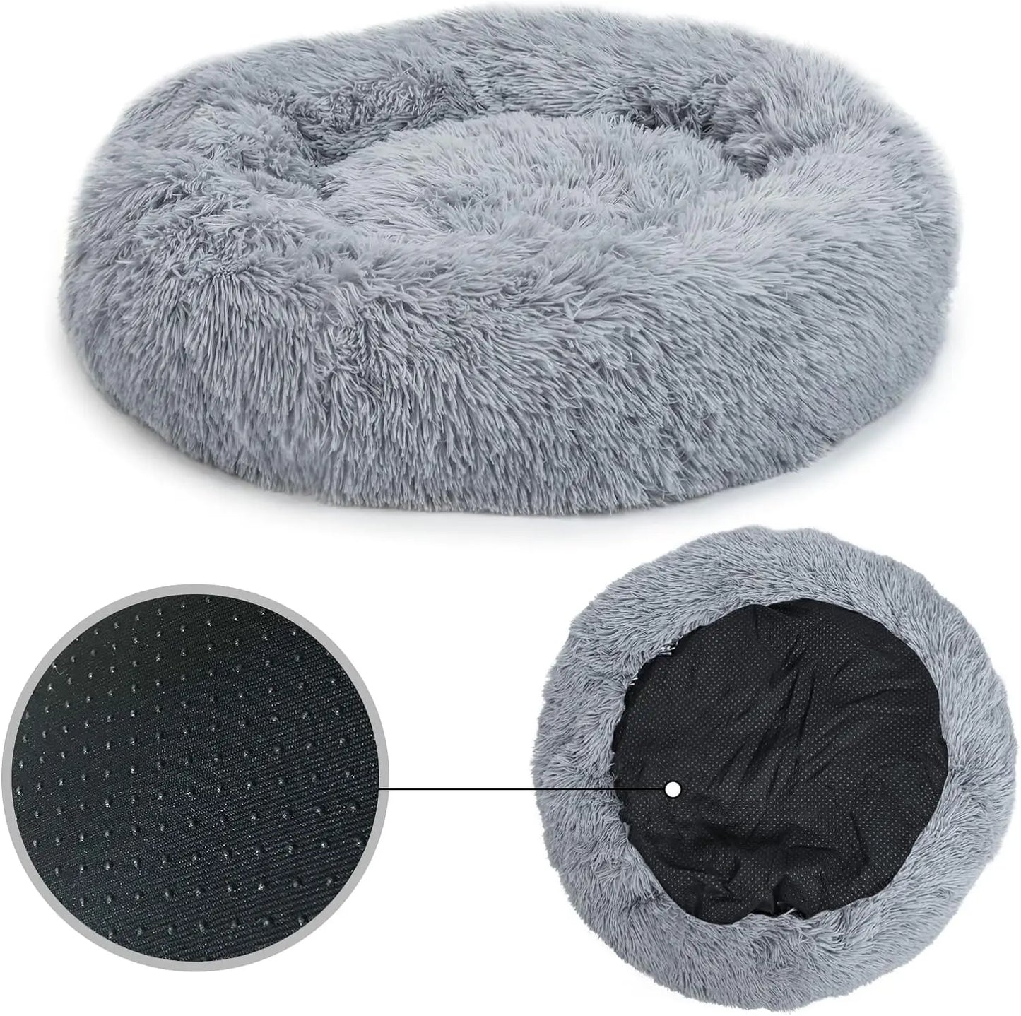 60cm Calming Donut Small Dog & Cat Bed – Soft, Plush, Anti-Anxiety & Washable - Homes Must Haves