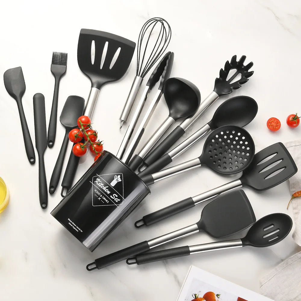 12 Pieces Food Grade Silicone Kitchen Cookware Utensils Set - Homes Must Haves