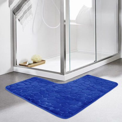 Cobblestone L-Shaped Bathroom Corner Mat Durable Water Absorption Soft Non-slip - Homes Must Haves